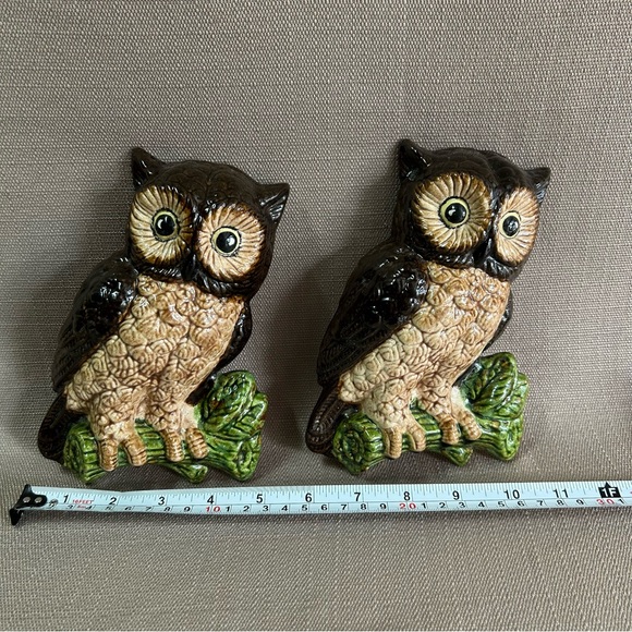 Vintage Ceramic Owls - Wall Hanging / Decor - Set of two - Picture 3 of 13